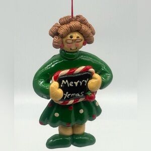 MERRY CHRISTMAS VINTAGE SALT GLAZED DOUGH ORNAMENT